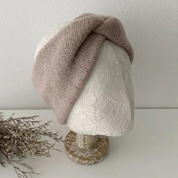 "Unisex huvudband i mjuk ljusrosa babyalpacka, elastisk och stilren design för kalla dagar, dam-accessoar."