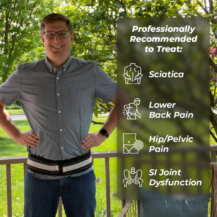 Ischias smärtlindringsbälte unisex, för rygg- & höftsmärta, justerbart för optimalt stöd.