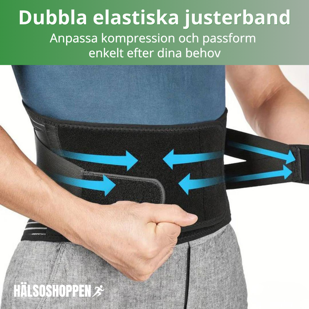 Neotex ryggbälte, unisex och justerbart. Ideal för vardagsstöd och stabiliserande hållning för ländryggen.