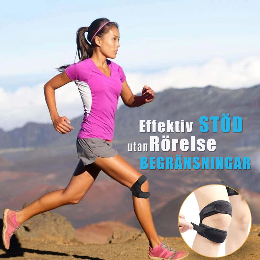 "Unisex knäskydd för smärtlindring och stabilisering, diskret design med dubbel rem, idealiska för sport och dagligt bruk."