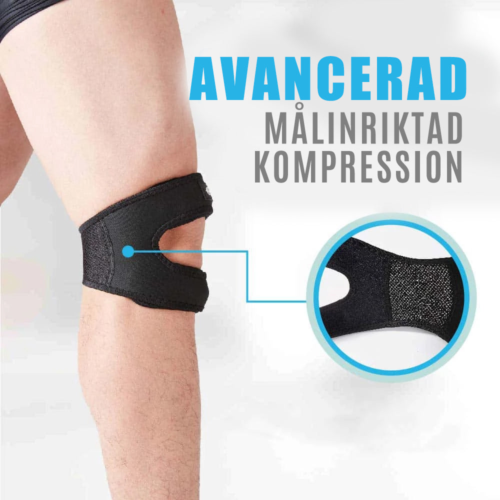 "Unisex knäskydd för smärtlindring och stabilisering, diskret design med dubbel rem, idealiska för sport och dagligt bruk."