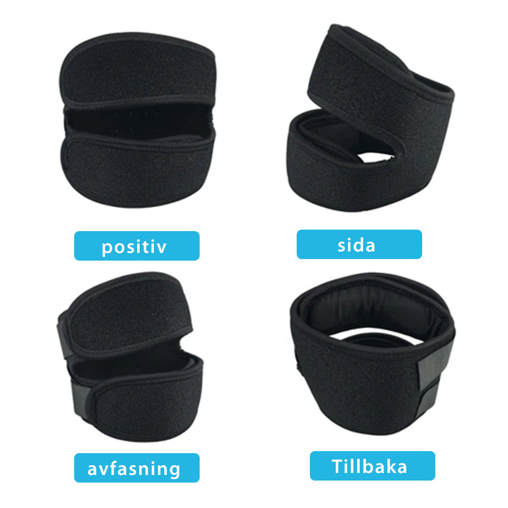 "Unisex knäskydd för smärtlindring och stabilisering, diskret design med dubbel rem, idealiska för sport och dagligt bruk."