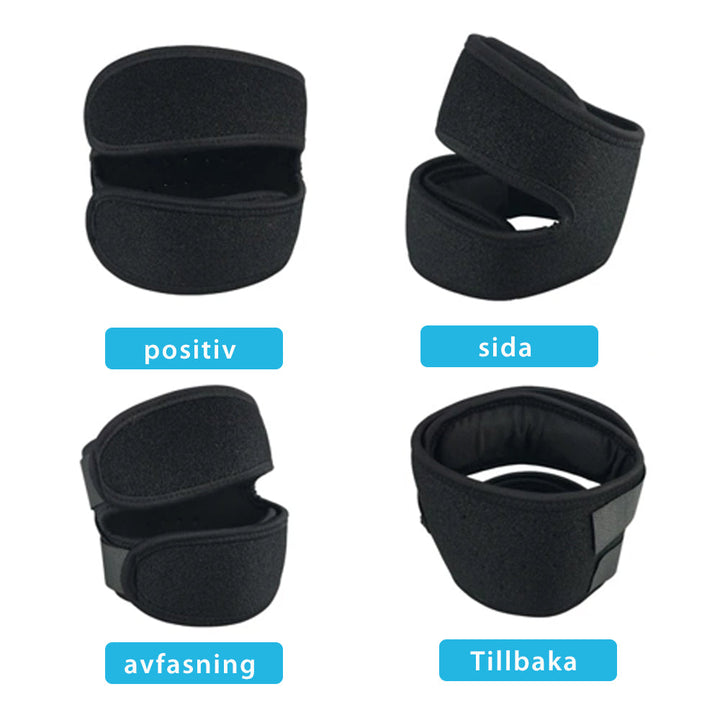 "Unisex knäskydd för smärtlindring och stabilisering, diskret design med dubbel rem, idealiska för sport och dagligt bruk."