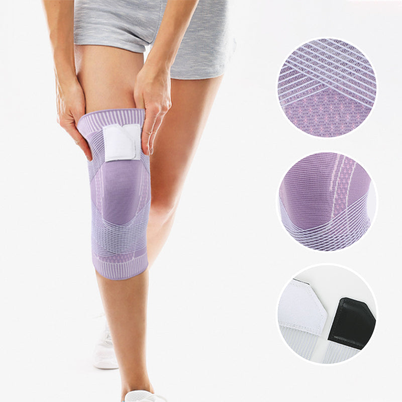 "Unisex knäskydd i andningsbar stickad nylon, ergonomisk design, justerbar passform, finns i olika färger."