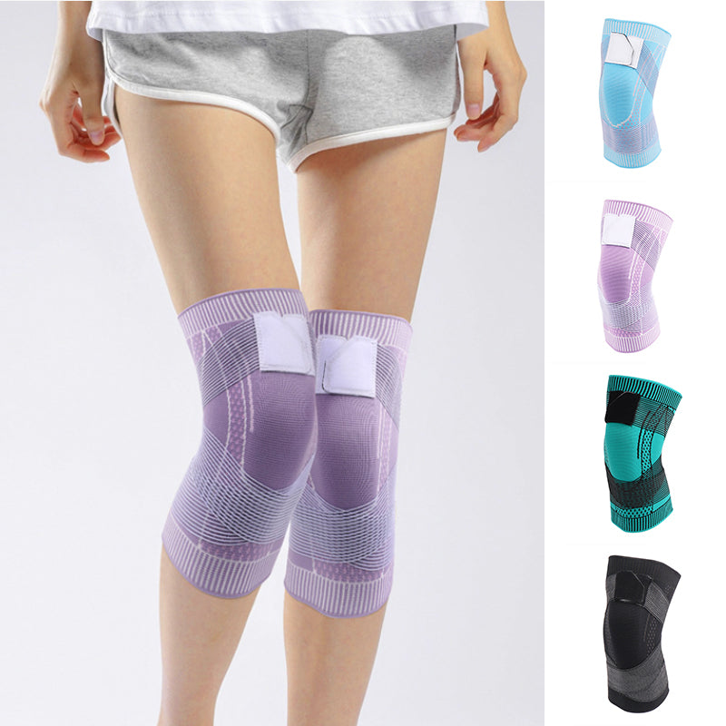 "Unisex knäskydd i andningsbar stickad nylon, ergonomisk design, justerbar passform, finns i olika färger."