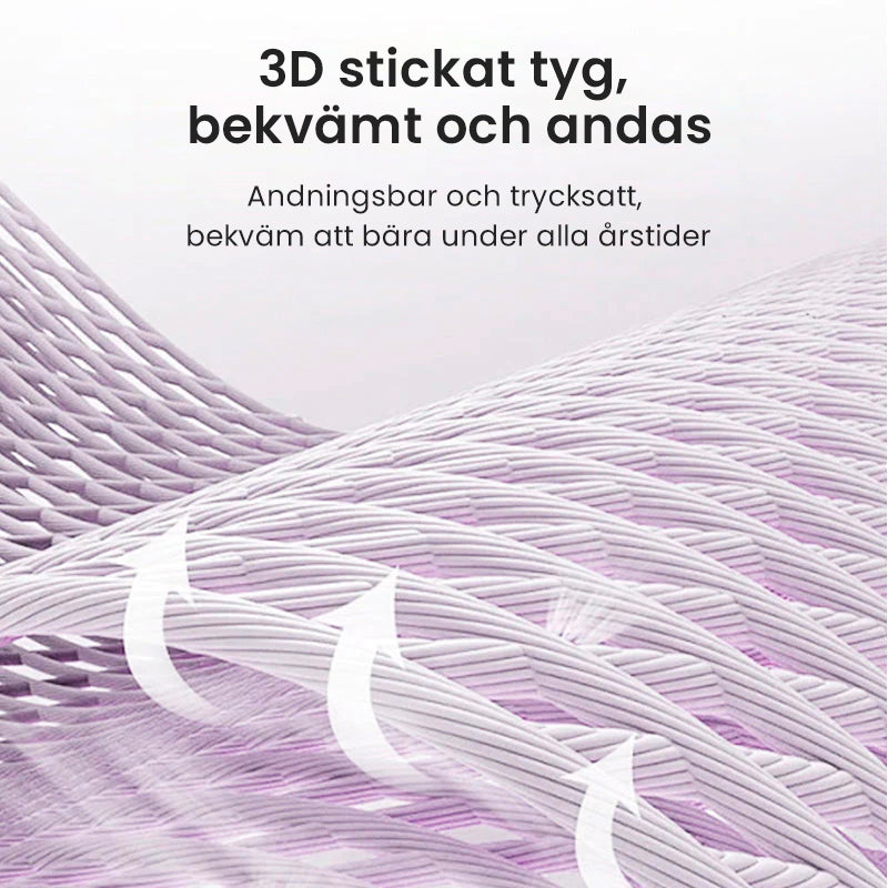 "Unisex knäskydd i andningsbar stickad nylon, ergonomisk design, justerbar passform, finns i olika färger."