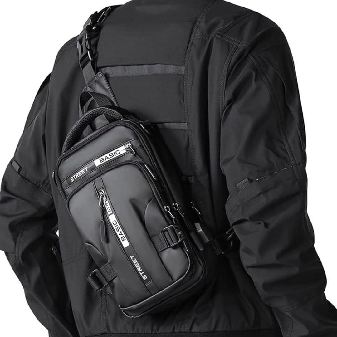 Unisex kompakt slingryggsäck i grå färg, perfekt som vardagsväska för äventyr och resor.