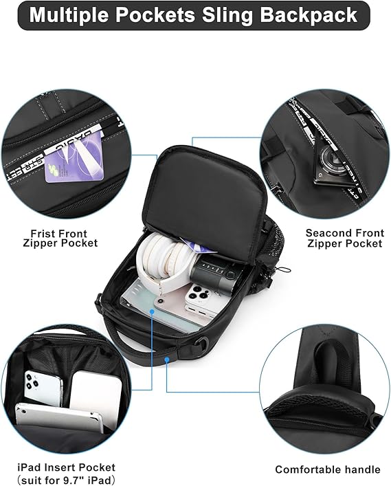 Blå lättviktig crossbodyväska, perfekt som unisex slingryggsäck för aktiva dagar och resor.