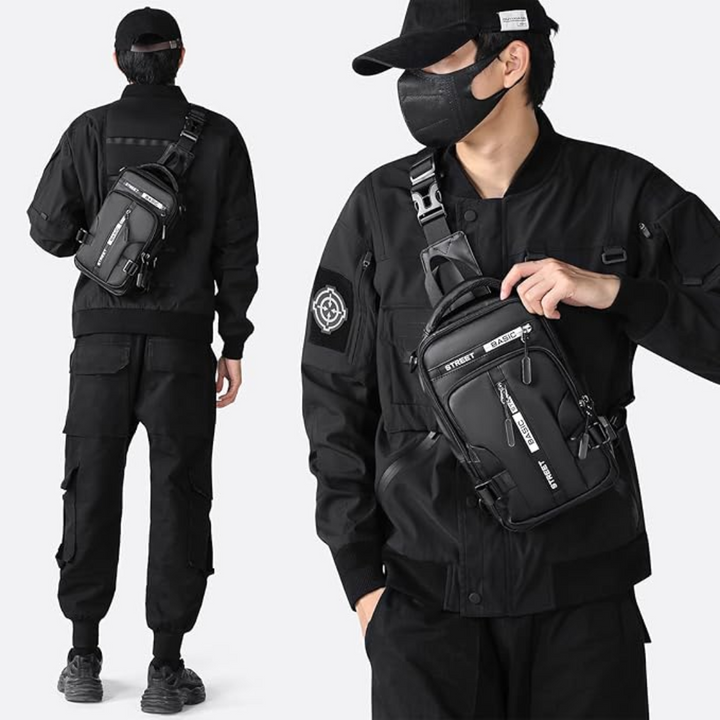 Khaki slingryggsäck, lättviktig och kompakt för dagliga äventyr och resor, stilren design.