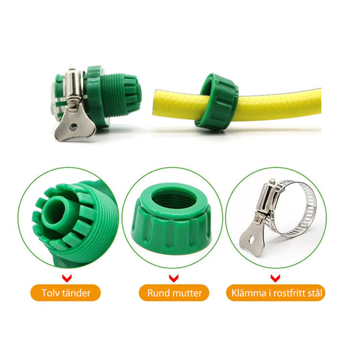 Unisex kranadapter med metallspänne. Högkvalitativ, mångsidig användning, tåligt gummimaterial, enkel installation.