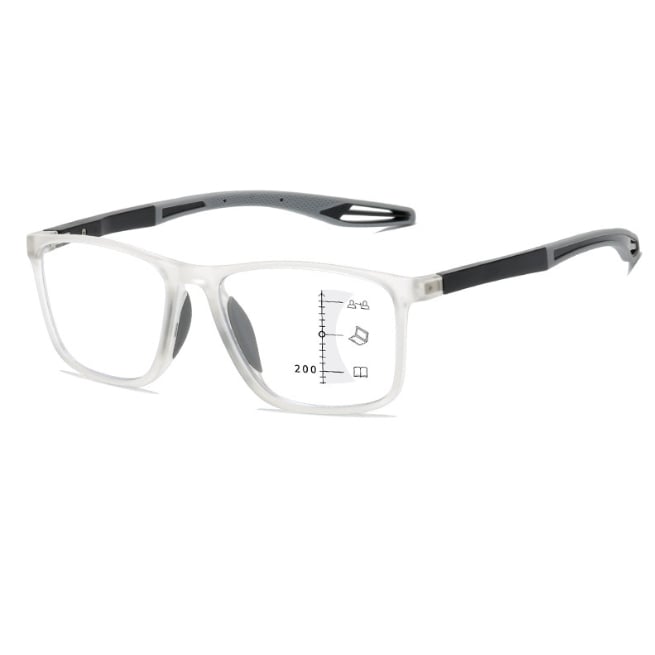 Ultralätta progressiva läsglasögon för unisex med blåljusfilter, bekväm synkorrigering.