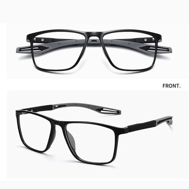 Komfortabla unisex läsglasögon, progressiva med blåljusfilter, lätt design för daglig användning.