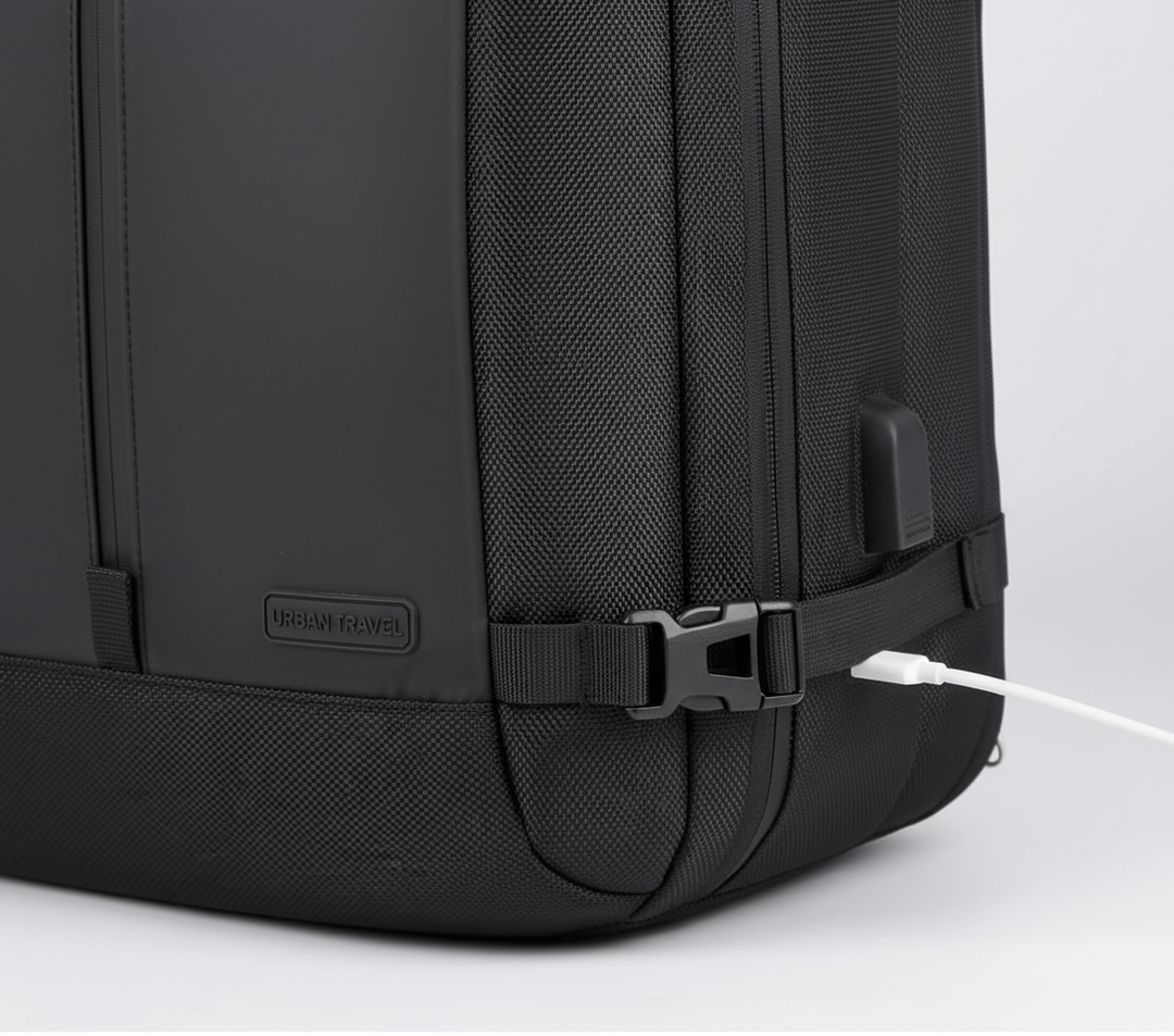 Snygg och funktionell unisex ryggsäck för laptop, vattentålig & expanderbar, med smarta fack för pendlare.