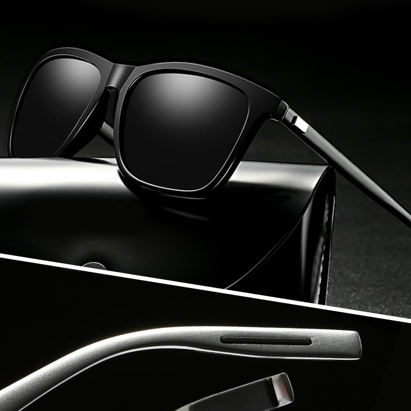 "Unisex lättvikts TR90 polariserade solglasögon med stilren design, svart ram och silver linser, perfekt för utomhusbruk."