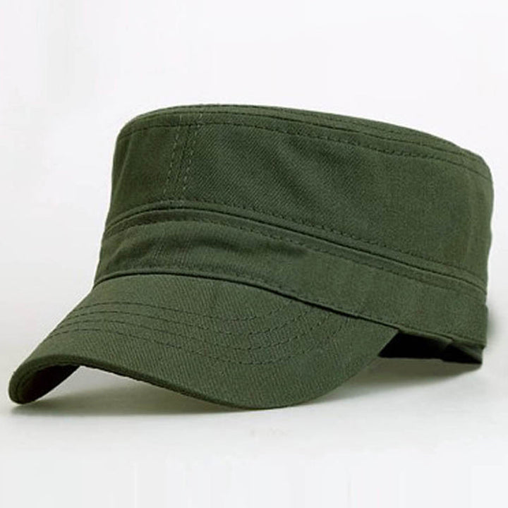 "Unisex luftig bomull armékeps med brett solskydd och justerbart metallspänne för andningsbar komfort i klassisk stil."