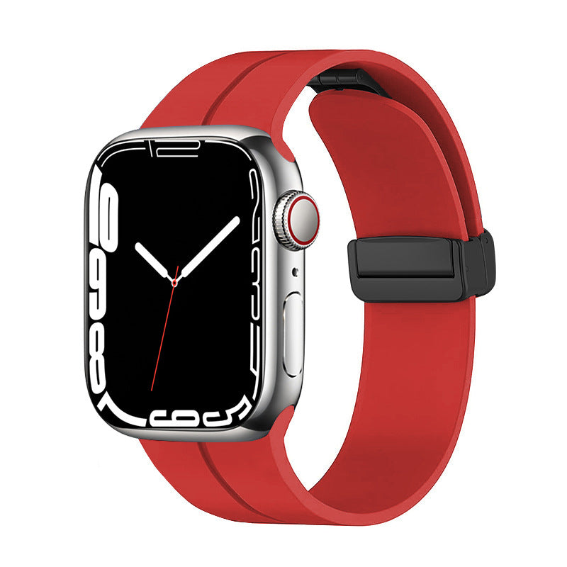 Unisex magnetiskt armband i mjukt silikon med starkt magnetspänne för iWatch, stilrent och justerbart för perfekt passform.