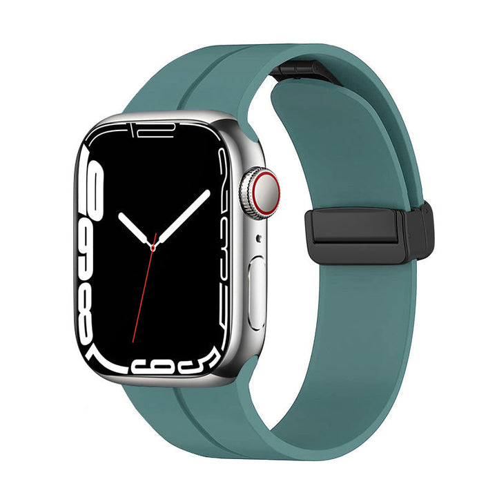 Unisex magnetiskt armband i mjukt silikon med starkt magnetspänne för iWatch, stilrent och justerbart för perfekt passform.