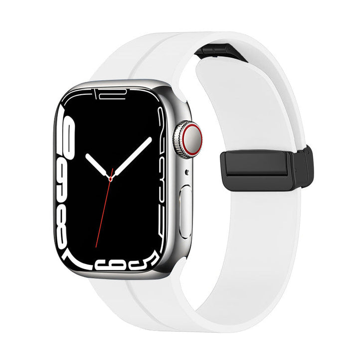 Unisex magnetiskt armband i mjukt silikon med starkt magnetspänne för iWatch, stilrent och justerbart för perfekt passform.