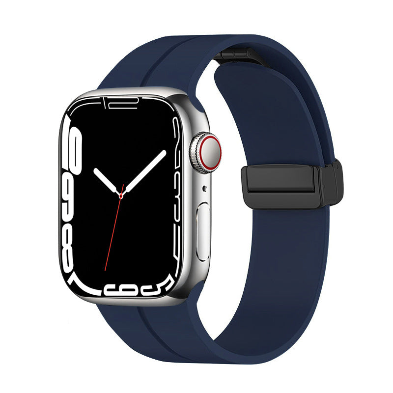 Unisex magnetiskt armband i mjukt silikon med starkt magnetspänne för iWatch, stilrent och justerbart för perfekt passform.