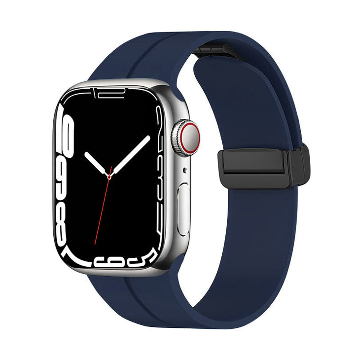Unisex magnetiskt armband i mjukt silikon med starkt magnetspänne för iWatch, stilrent och justerbart för perfekt passform.