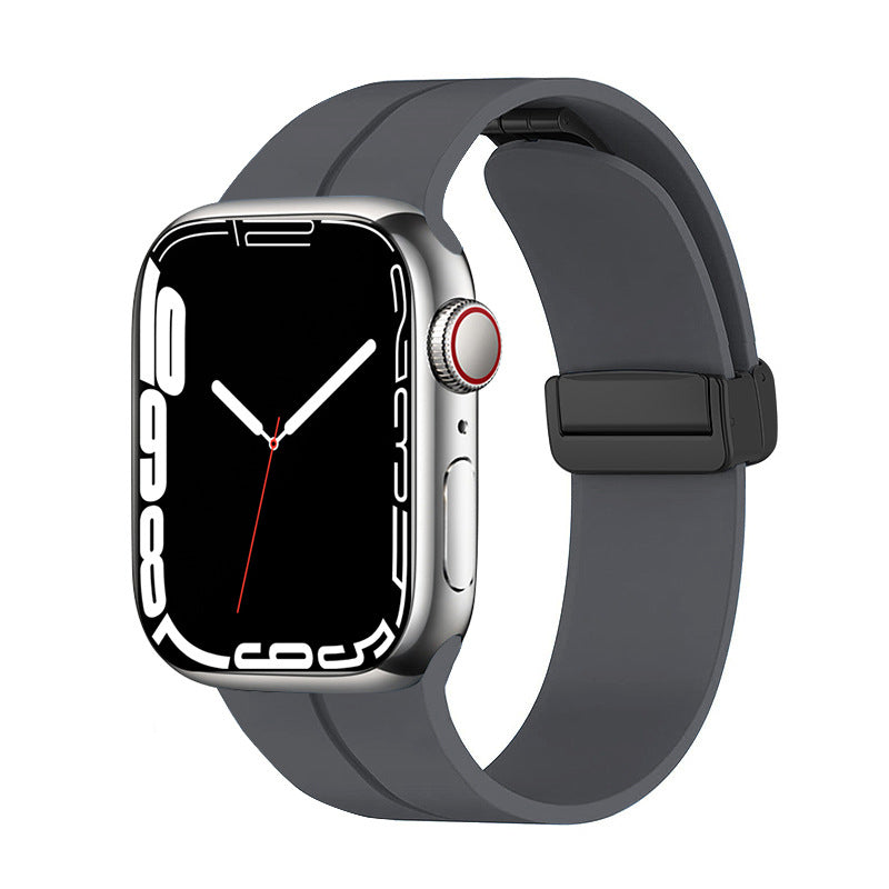 Unisex magnetiskt armband i mjukt silikon med starkt magnetspänne för iWatch, stilrent och justerbart för perfekt passform.