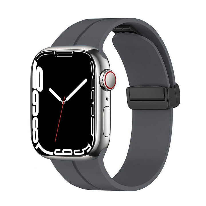 Unisex magnetiskt armband i mjukt silikon med starkt magnetspänne för iWatch, stilrent och justerbart för perfekt passform.