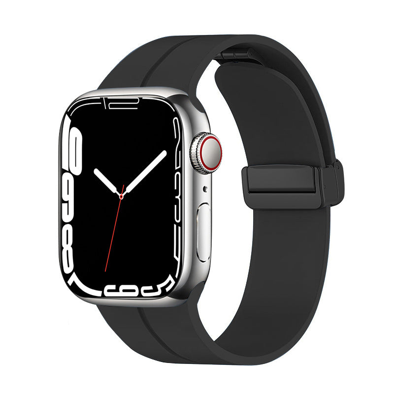 Unisex magnetiskt armband i mjukt silikon med starkt magnetspänne för iWatch, stilrent och justerbart för perfekt passform.