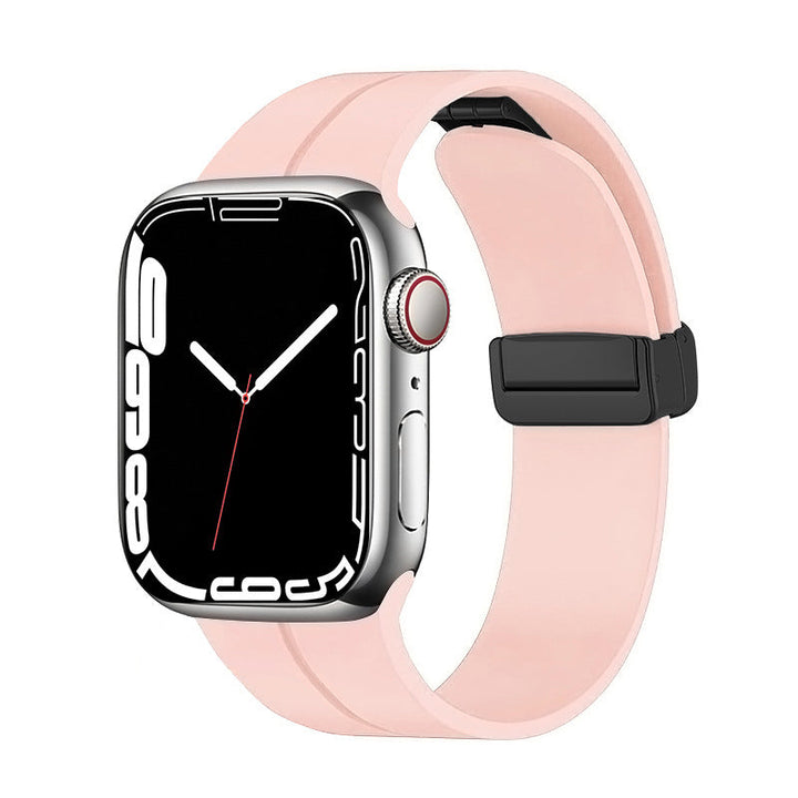 Unisex magnetiskt armband i mjukt silikon med starkt magnetspänne för iWatch, stilrent och justerbart för perfekt passform.