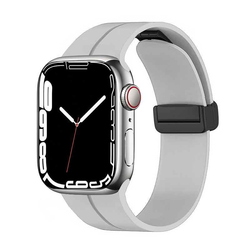 Unisex magnetiskt armband i mjukt silikon med starkt magnetspänne för iWatch, stilrent och justerbart för perfekt passform.