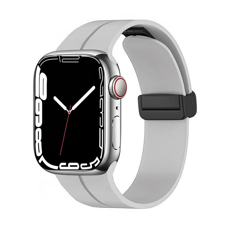 Unisex magnetiskt armband i mjukt silikon med starkt magnetspänne för iWatch, stilrent och justerbart för perfekt passform.
