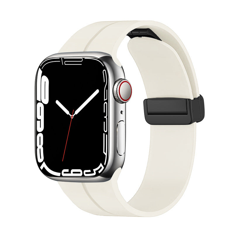 Unisex magnetiskt armband i mjukt silikon med starkt magnetspänne för iWatch, stilrent och justerbart för perfekt passform.