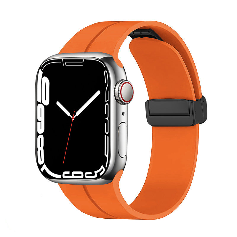 Unisex magnetiskt armband i mjukt silikon med starkt magnetspänne för iWatch, stilrent och justerbart för perfekt passform.