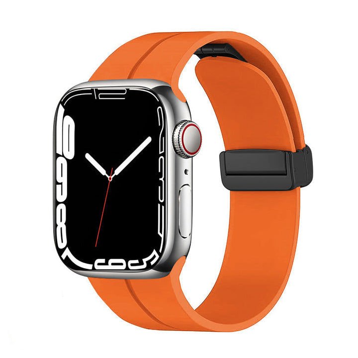 Unisex magnetiskt armband i mjukt silikon med starkt magnetspänne för iWatch, stilrent och justerbart för perfekt passform.