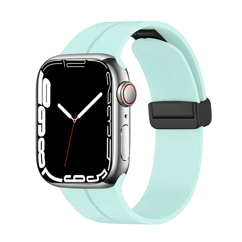 Unisex magnetiskt armband i mjukt silikon med starkt magnetspänne för iWatch, stilrent och justerbart för perfekt passform.