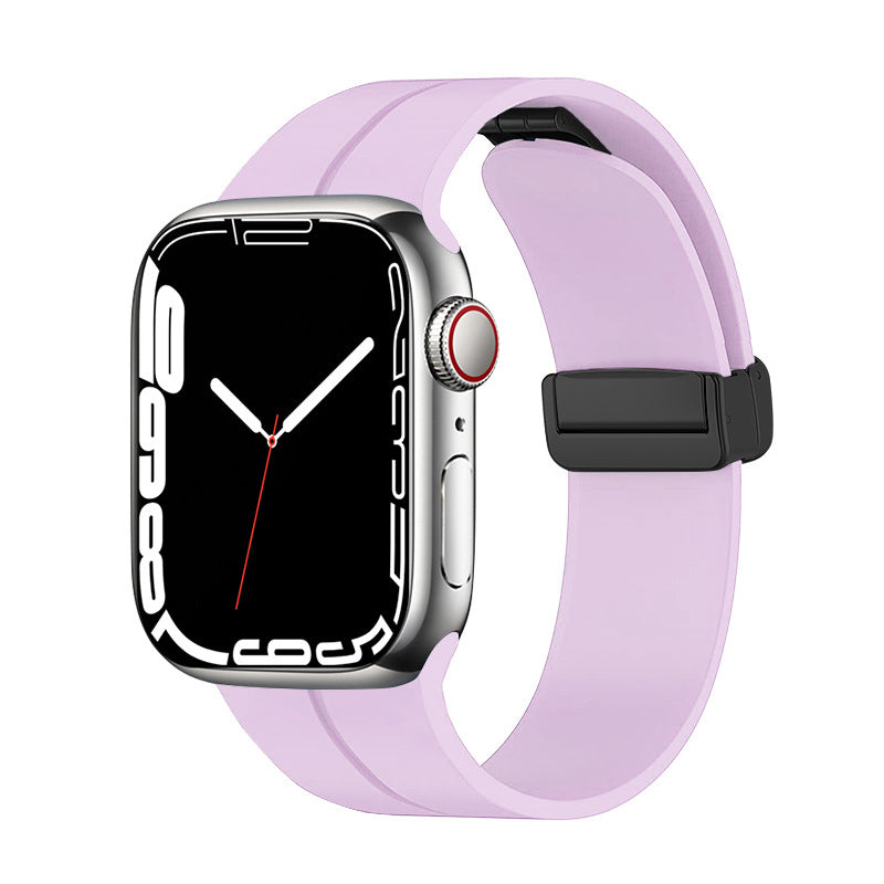 Unisex magnetiskt armband i mjukt silikon med starkt magnetspänne för iWatch, stilrent och justerbart för perfekt passform.