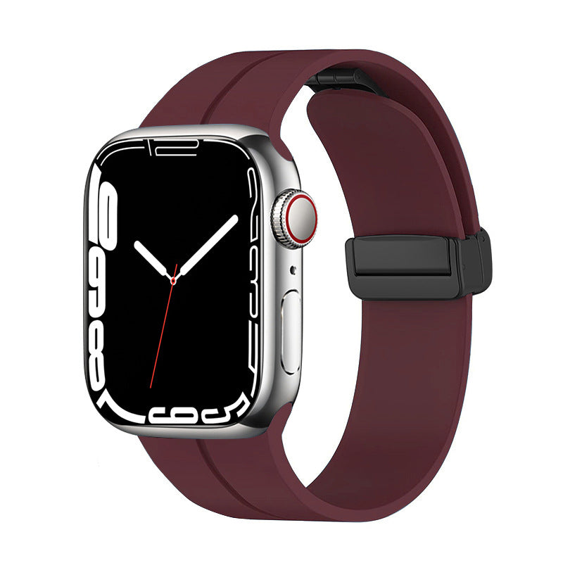 Unisex magnetiskt armband i mjukt silikon med starkt magnetspänne för iWatch, stilrent och justerbart för perfekt passform.