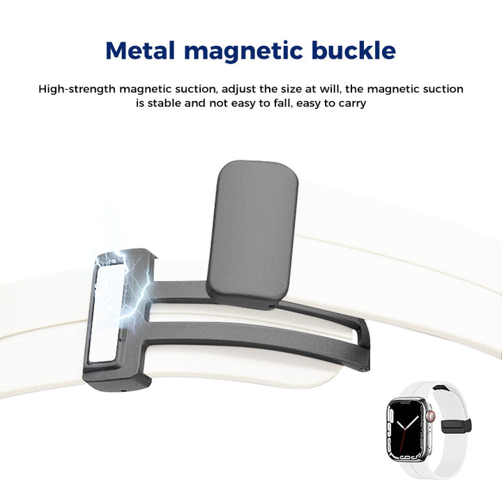 Unisex magnetiskt armband i mjukt silikon med starkt magnetspänne för iWatch, stilrent och justerbart för perfekt passform.