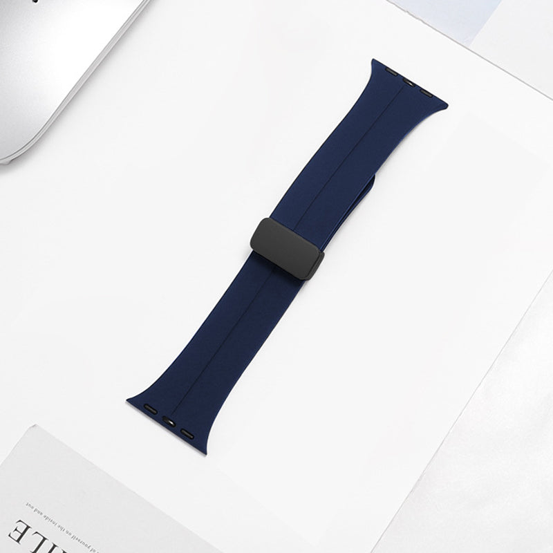 Unisex magnetiskt armband i mjukt silikon med starkt magnetspänne för iWatch, stilrent och justerbart för perfekt passform.