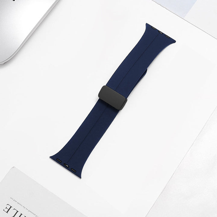 Unisex magnetiskt armband i mjukt silikon med starkt magnetspänne för iWatch, stilrent och justerbart för perfekt passform.