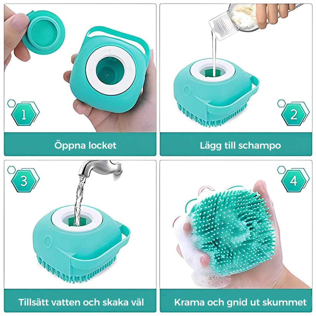 Unisex mjuk silikon badmassageborste i flera färger, ergonomisk design, perfekt för daglig vård och rengöring.