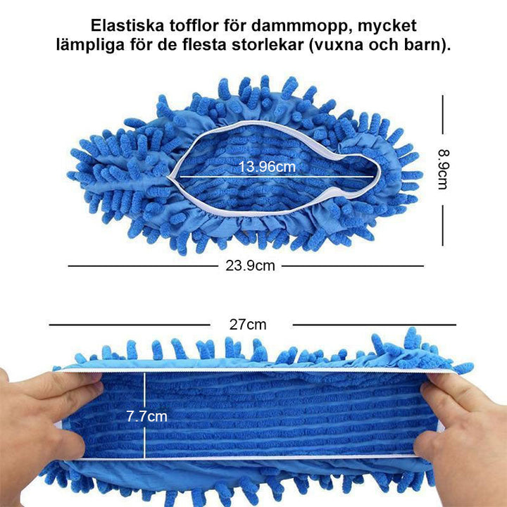 "Unisex mopptofflor i chenillefiber, färgglada och bekväma, för effektiv golvrengöring. Enkla att använda utan att böja sig."