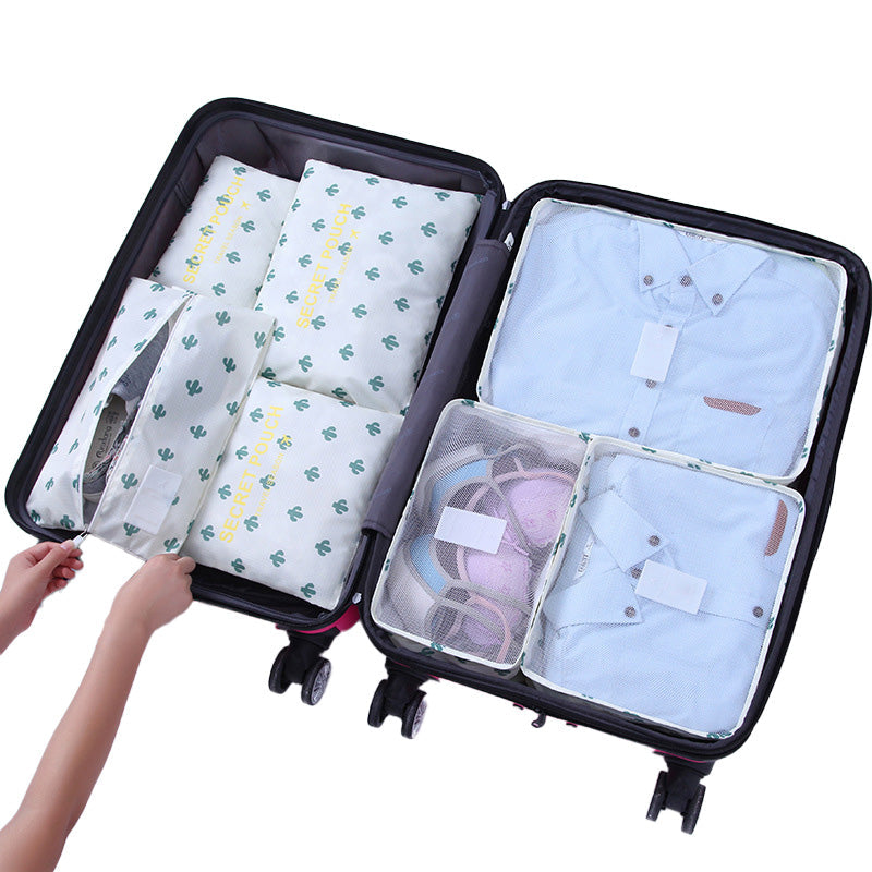 "Unisex packkuber 6-pack, olika storlekar med mesh- och handtagsdesign i färgglad polyester, travel accessories."