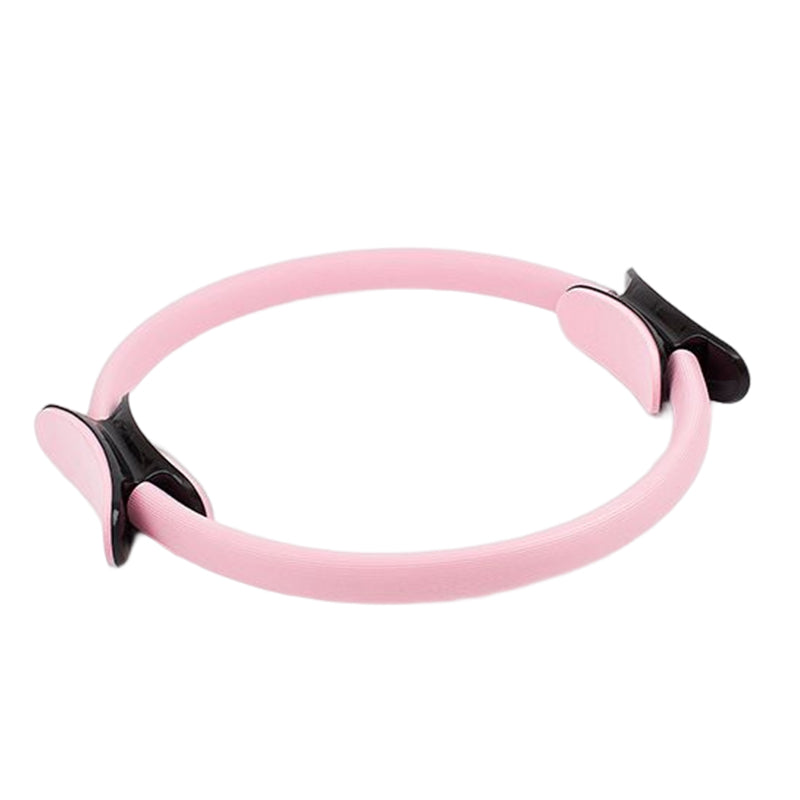 Unisex pilatescirkel i glasfiber, lämplig för hem och gym, visas i olika färger, 36 cm diameter, mjukt grepp.