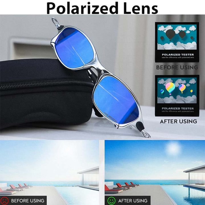 Snygga vintage sportglasögon, polariserade med UV400 skydd. Lätta, bländfria och perfekta för aktiva livsstilar.