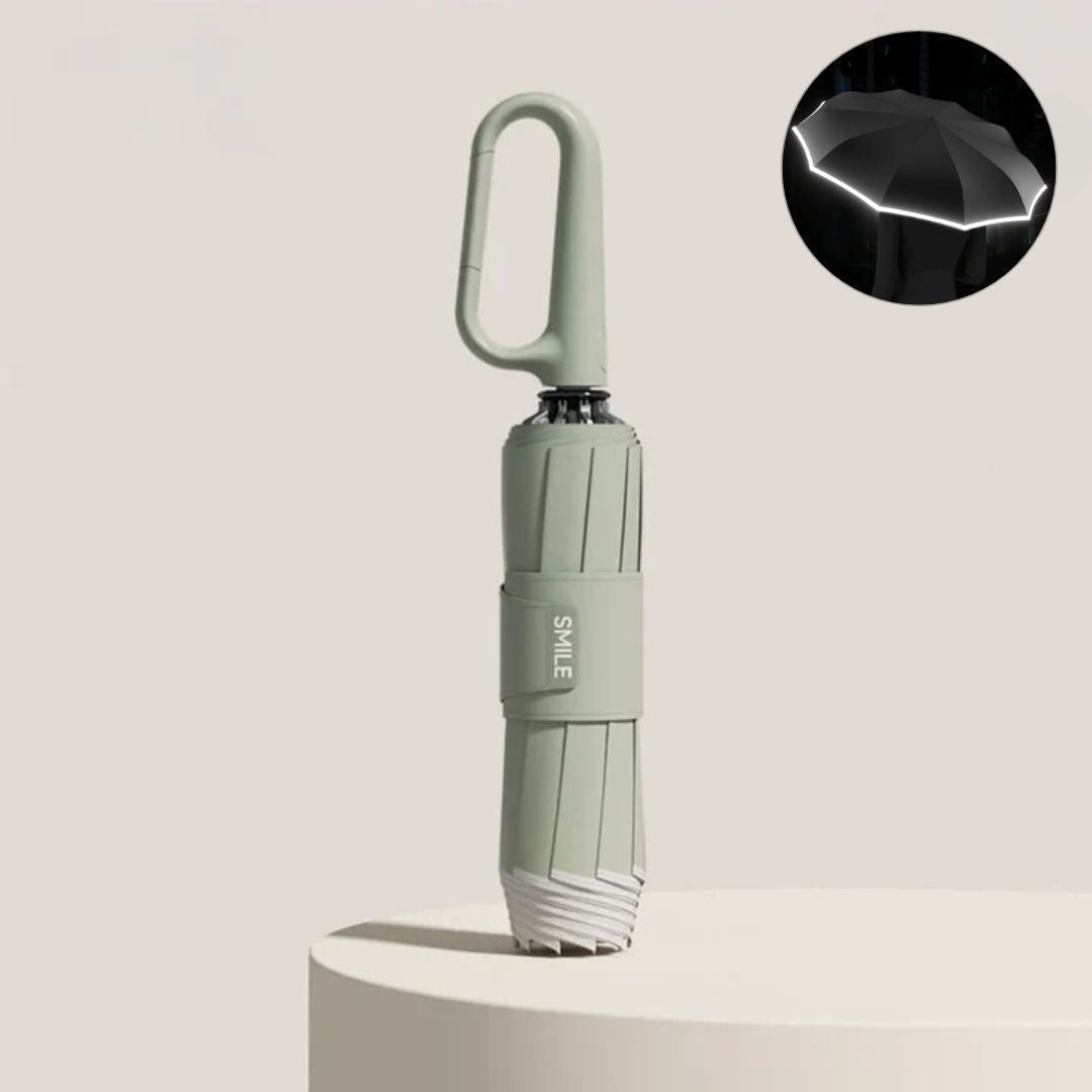 Kompakt och robust regnparaply. Med reflexer för synlighet i dåligt väder.