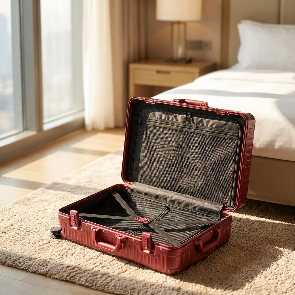 Unisex resväska med robust aluminiumram & hårdskal för säker, smidig resa. Perfekt bagage med 360-hjul.
