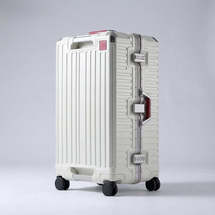 Slitstark hårdskalsresväska i aluminiumförstärkt design. Perfekt för resor som kräver robust & säkert bagage.