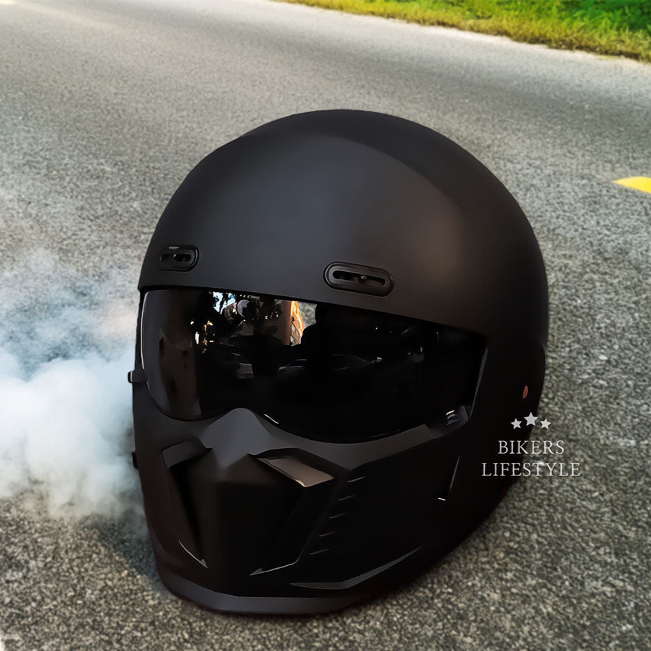 DOT/ECE-godkänd motorcykelhjälm. Unisex retroklassisk design för maximal säkerhet & stil.