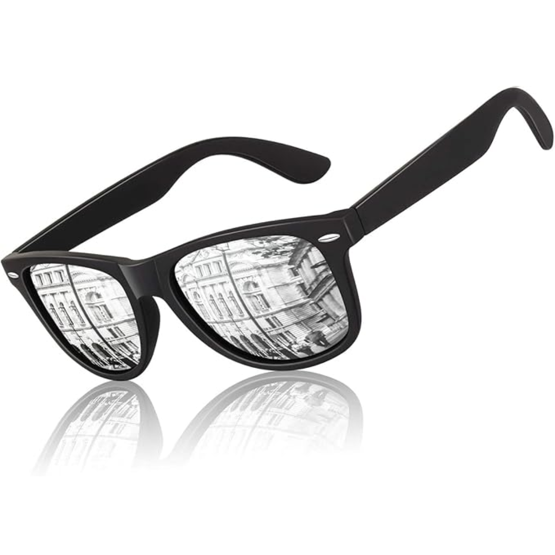 Sommaraccessoar: Unisex retro solglasögon med polariserade linser och 80-talsdesign.