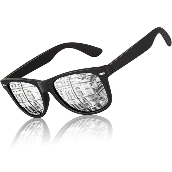 Sommaraccessoar: Unisex retro solglasögon med polariserade linser och 80-talsdesign.